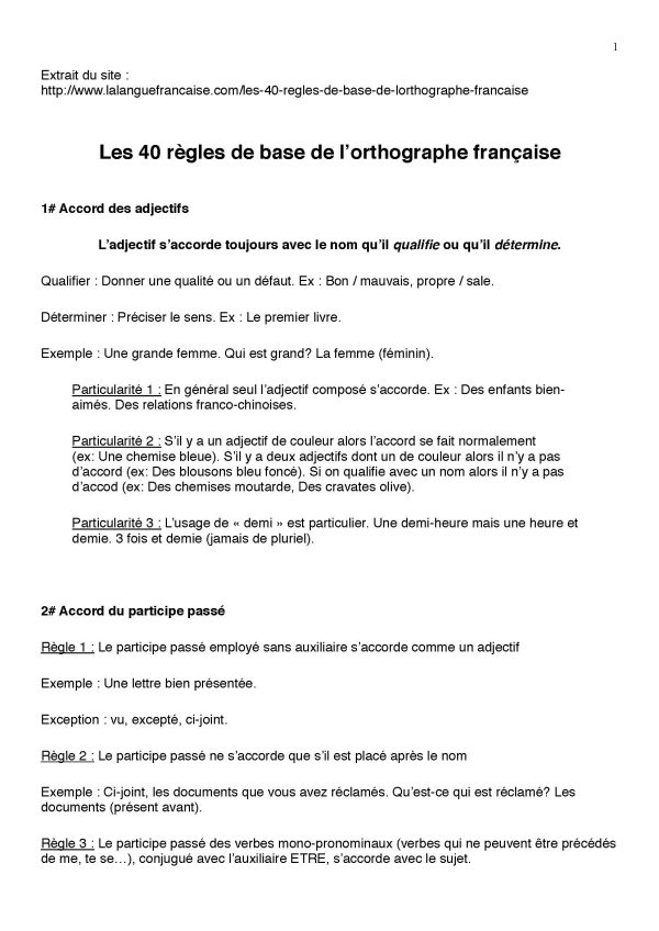 les 40 regles de base de lorthographe francaise