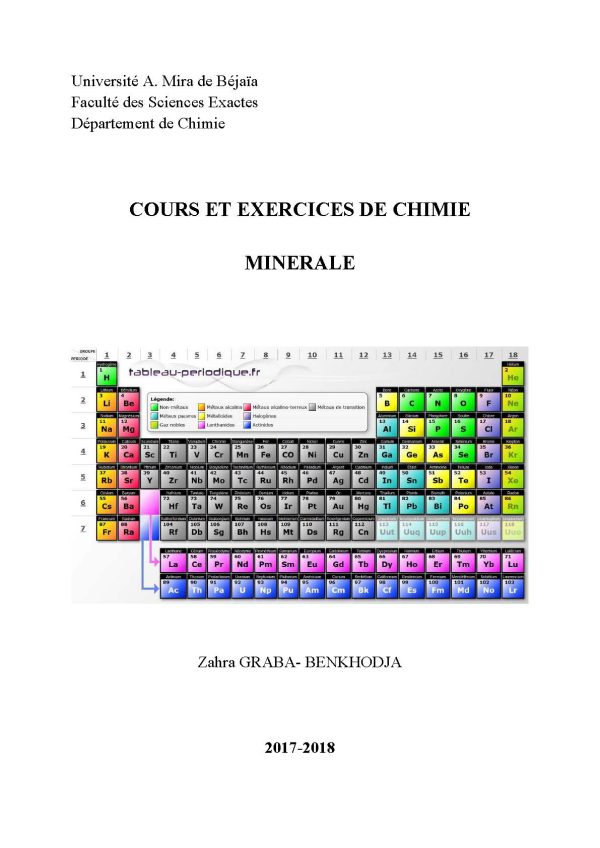 کتابCours et exercices de chimie minerale